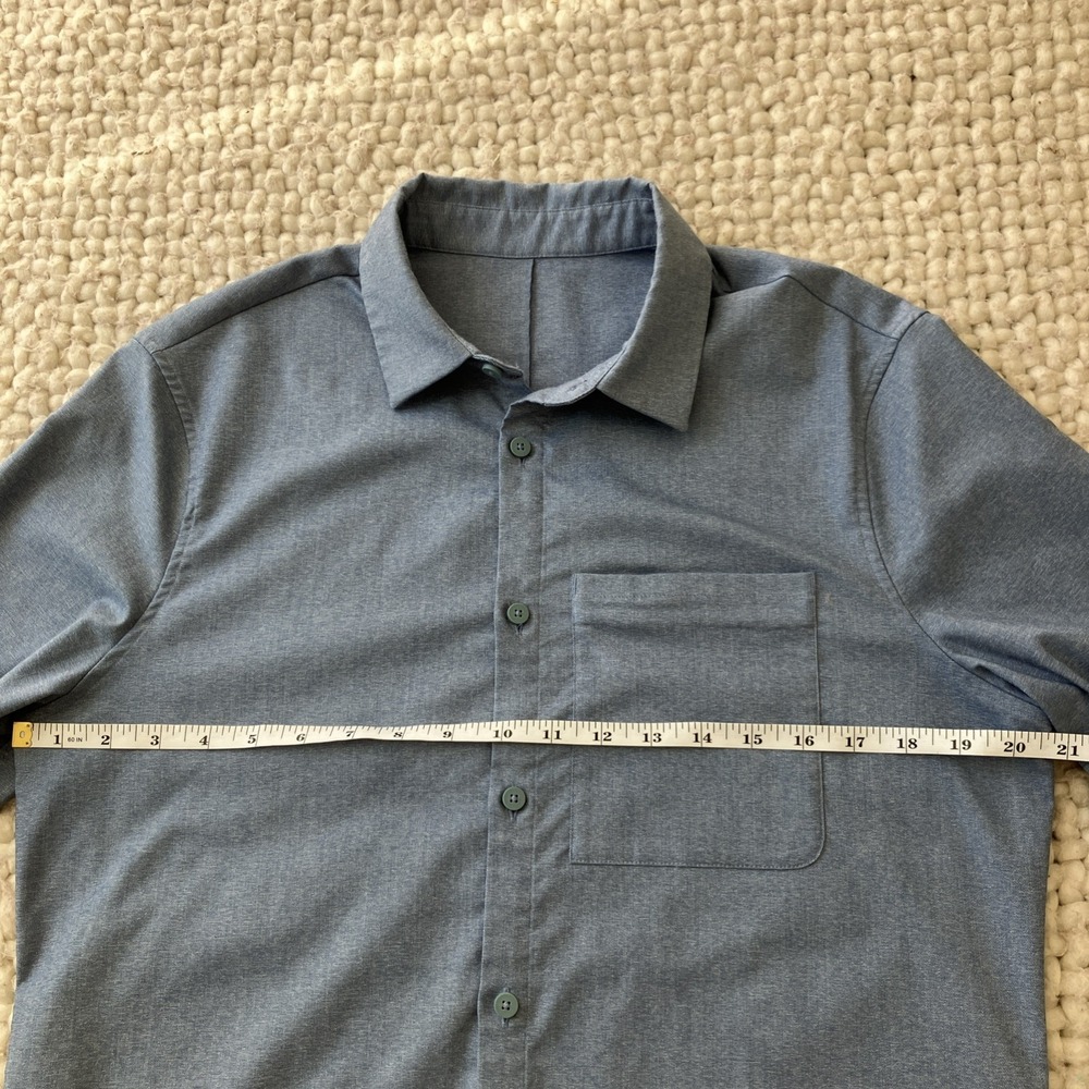 LULULEMON Commission Stretch Blue Long Sleeve Button Up Shirt Sz M - Picture 12 of 13